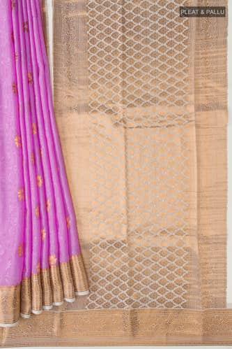 pink mysore crepe saree