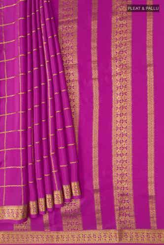 pink mysore crepe saree