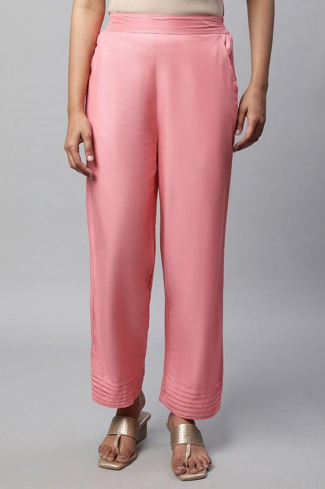 pink narrow palazzo with pleats