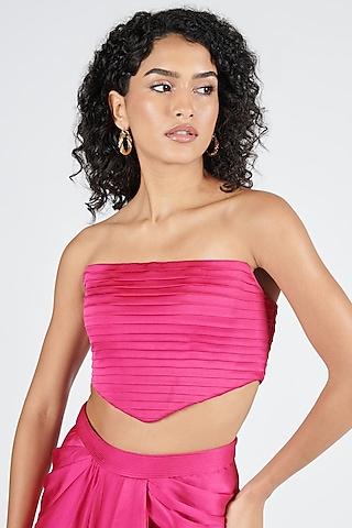 pink nirvana crepe pleated corset top