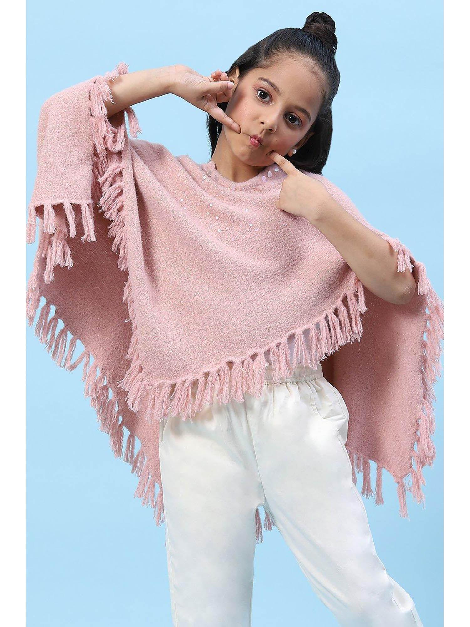 pink nylon yarn dyed poncho