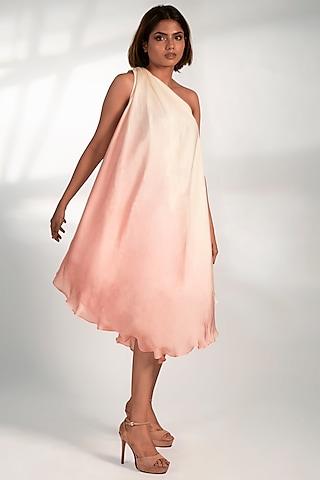 pink ombre one-shoulder dress