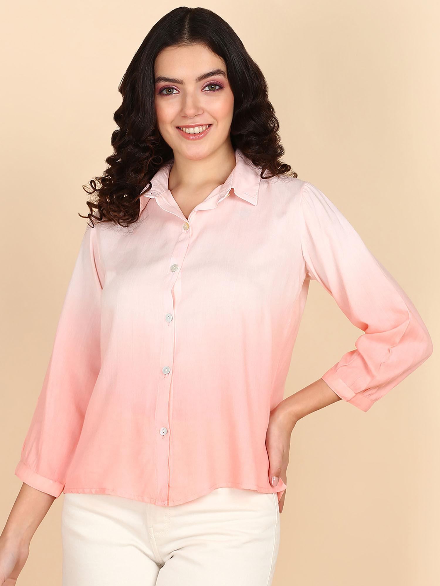 pink ombre rayon staple collar shirt