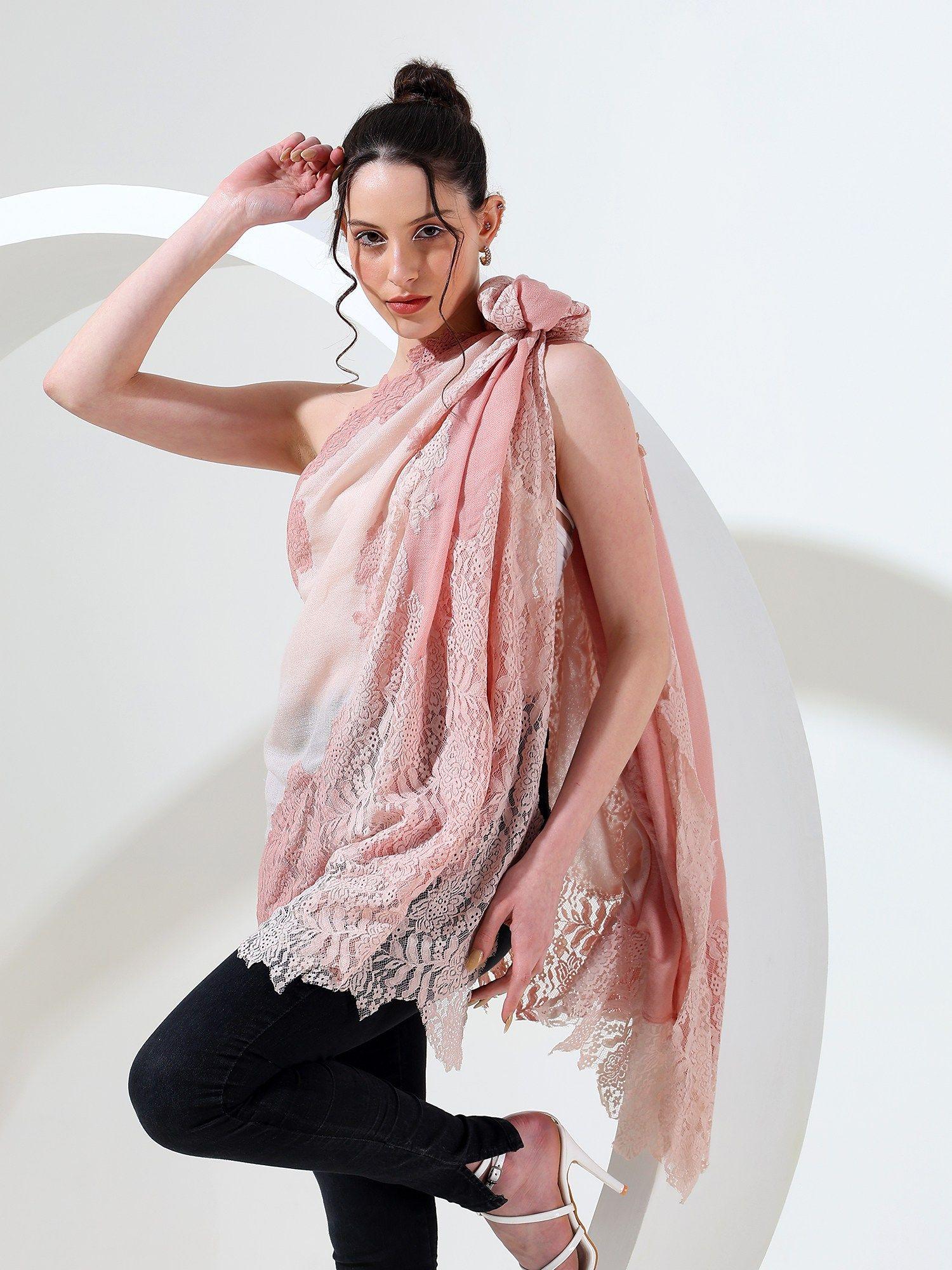 pink ombre shawl with ideal lace shawl (m)