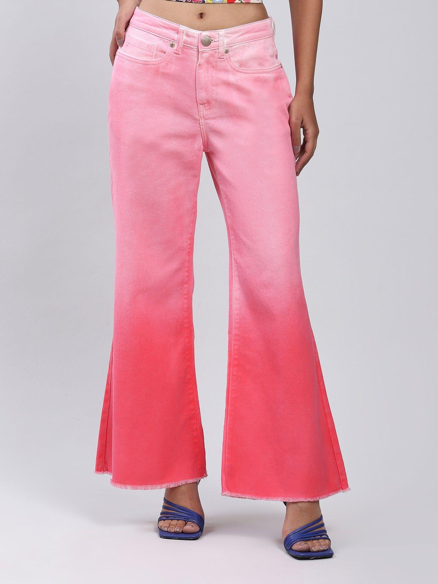 pink ombre wash boyfriend jeans