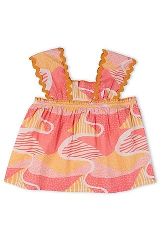 pink organic cotton printed top for girls