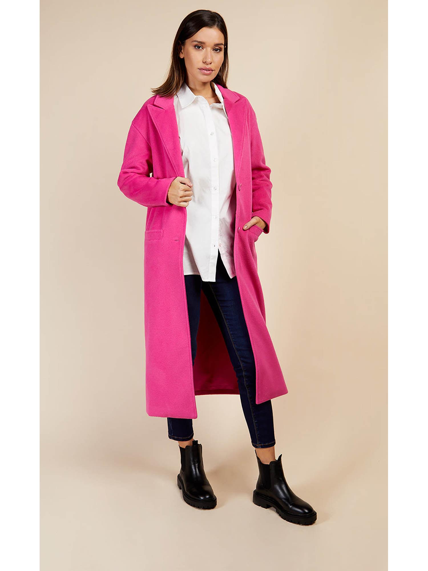 pink oversized coat by vogue williams