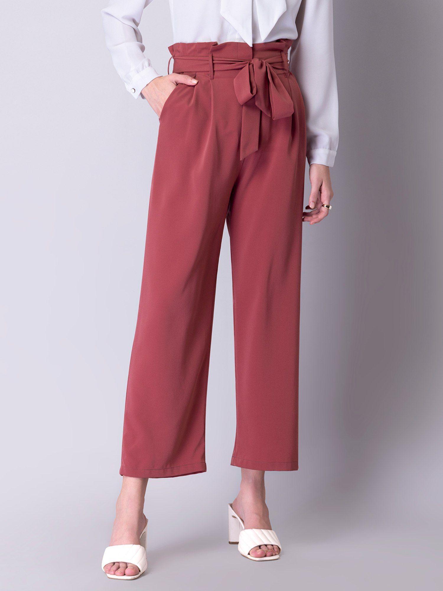 pink paperbag waist belted trouser (set of 2)