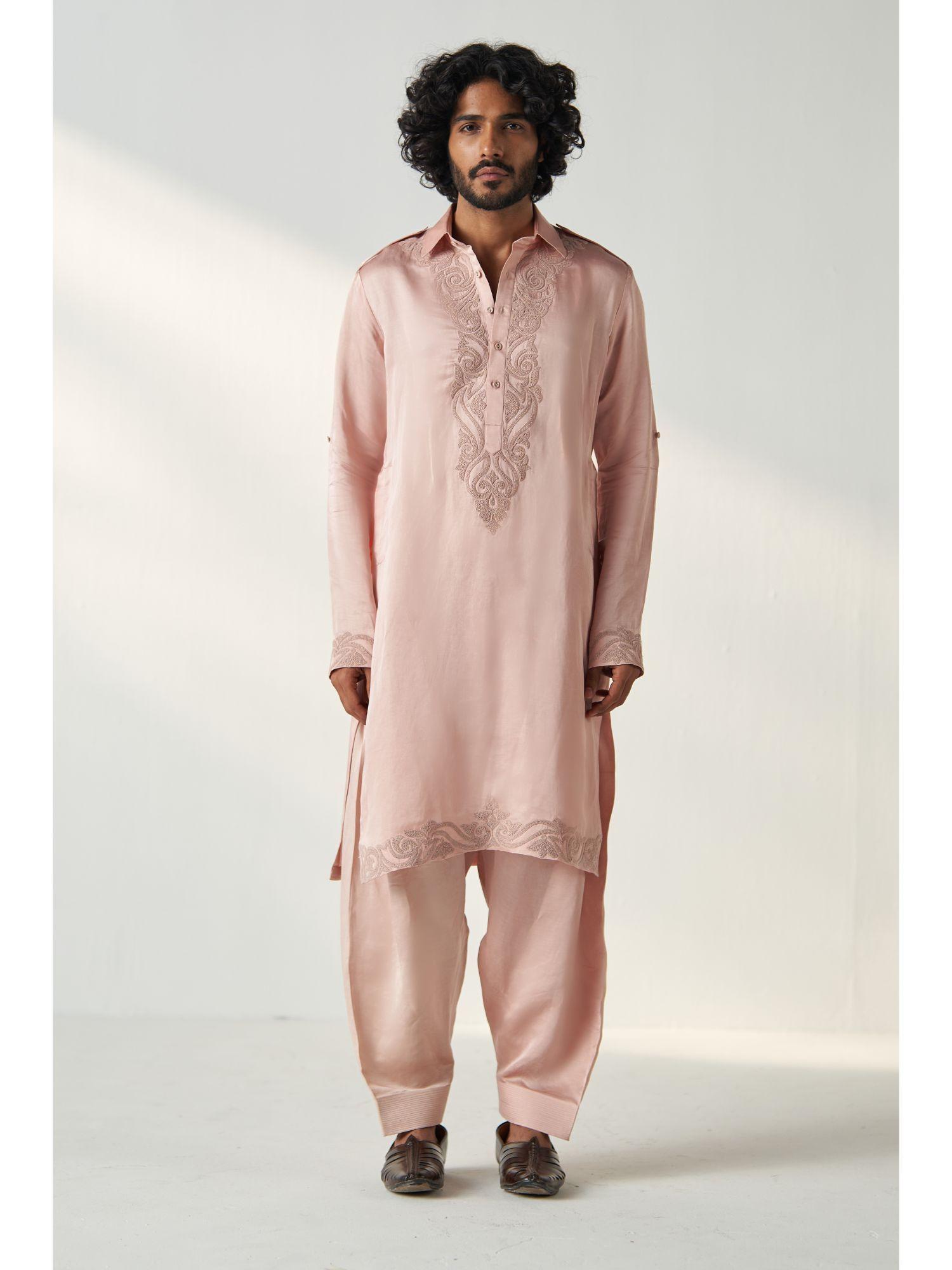 pink parag pathani kurta and salwar (set of 2)