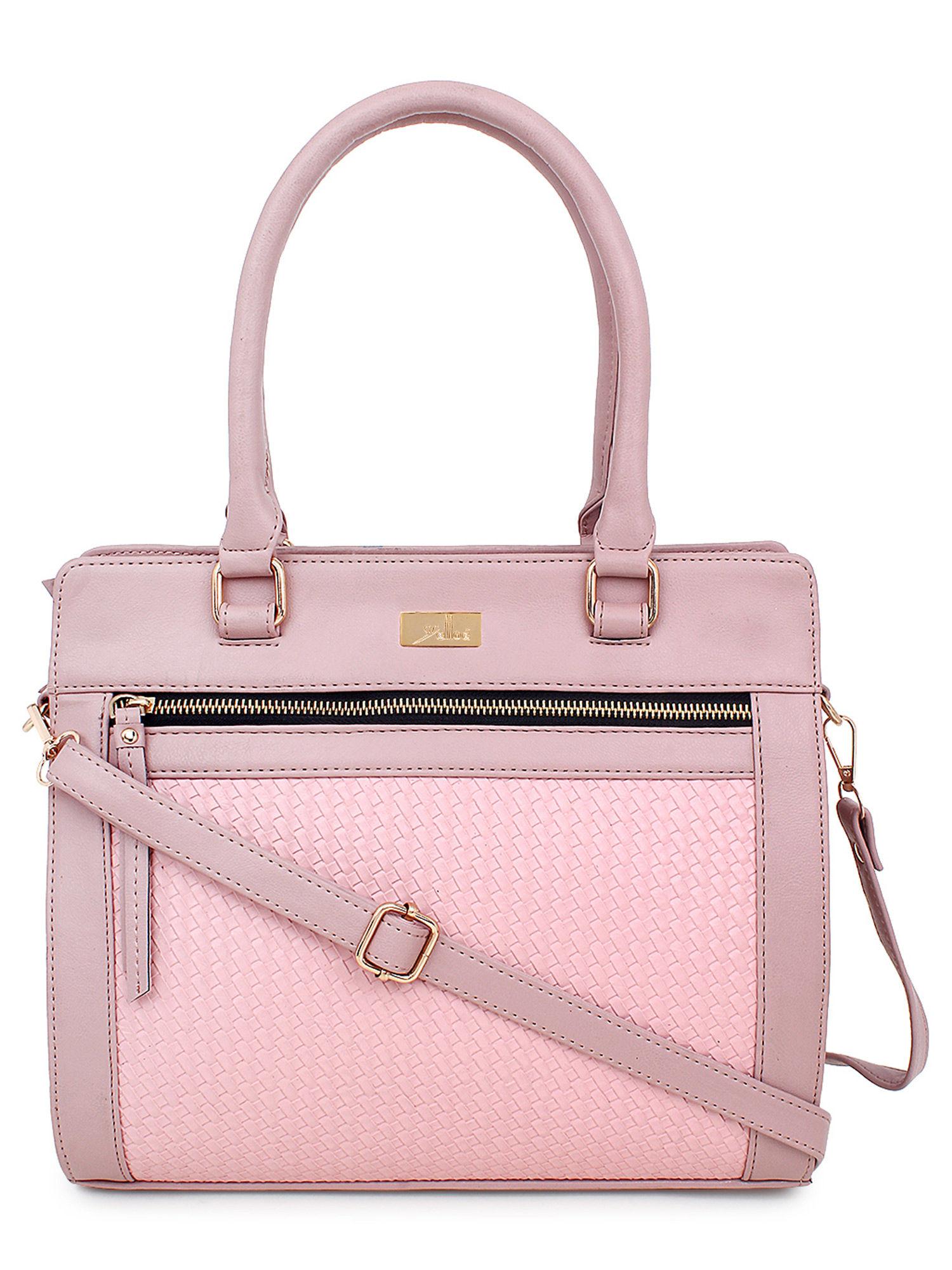 pink patterned textured sling and crossbody bag