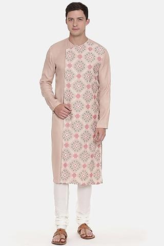 pink-peach embroidered kurta set