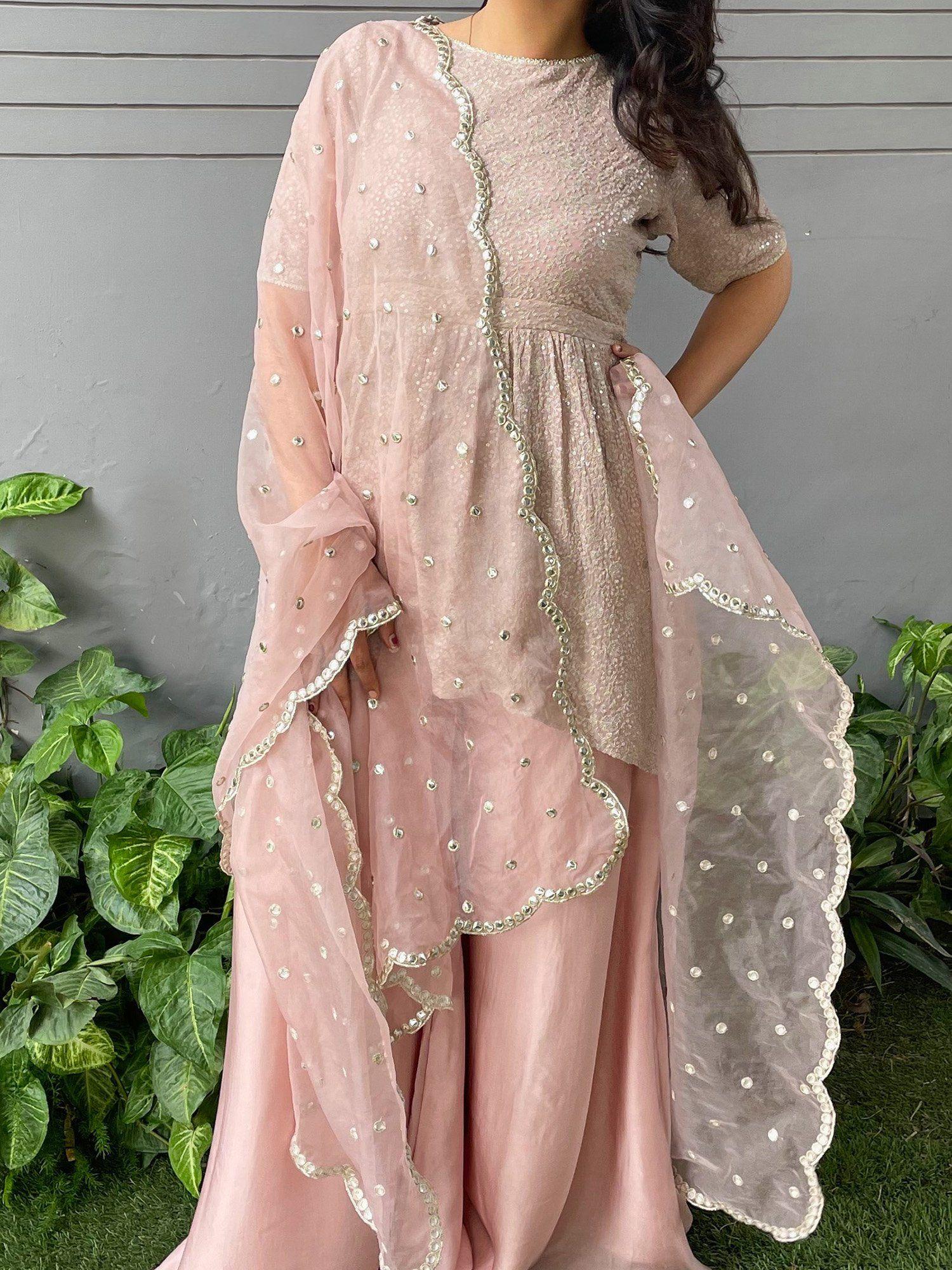 pink peplum sharara