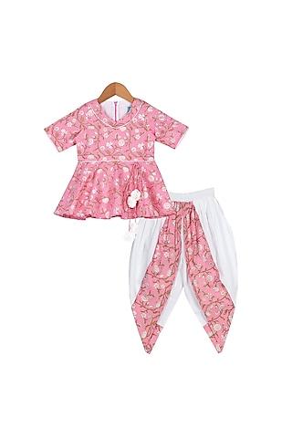 pink peplum top with dhoti pants for girls