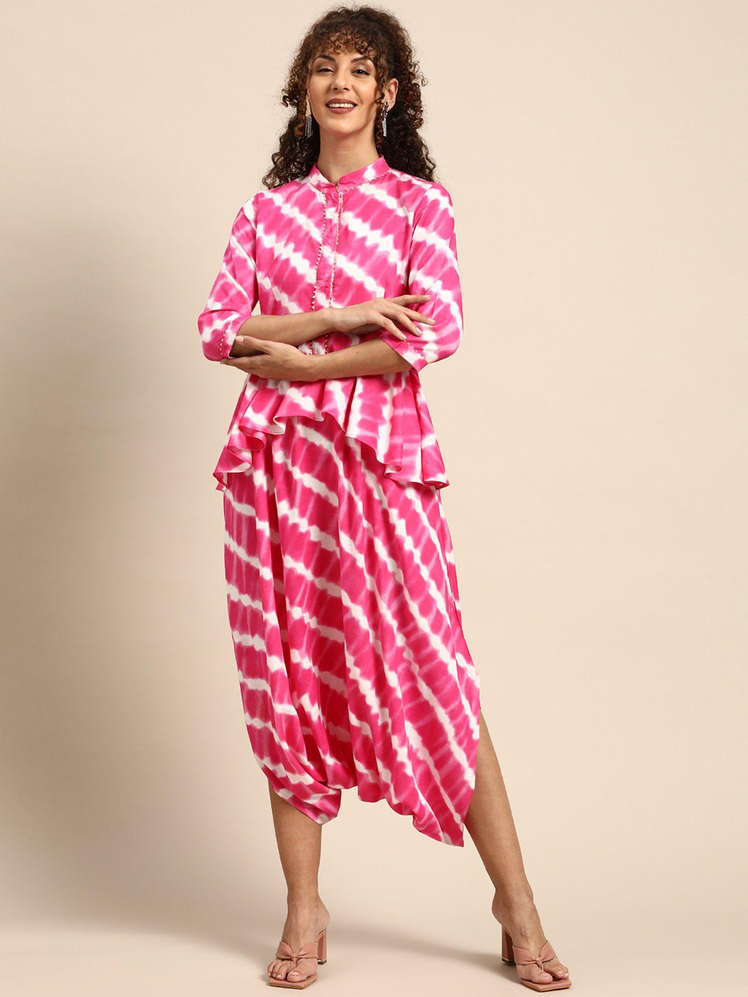 pink peplum yoke dhoti jumpsuit