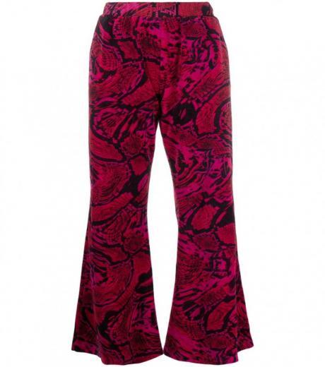 pink pink printed flared sweatpants