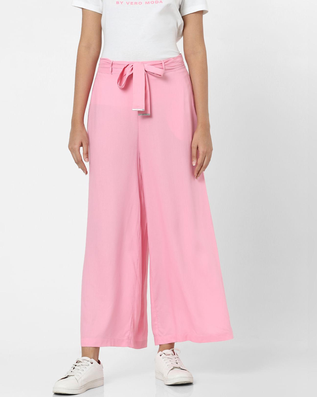 pink plain coloured trousers