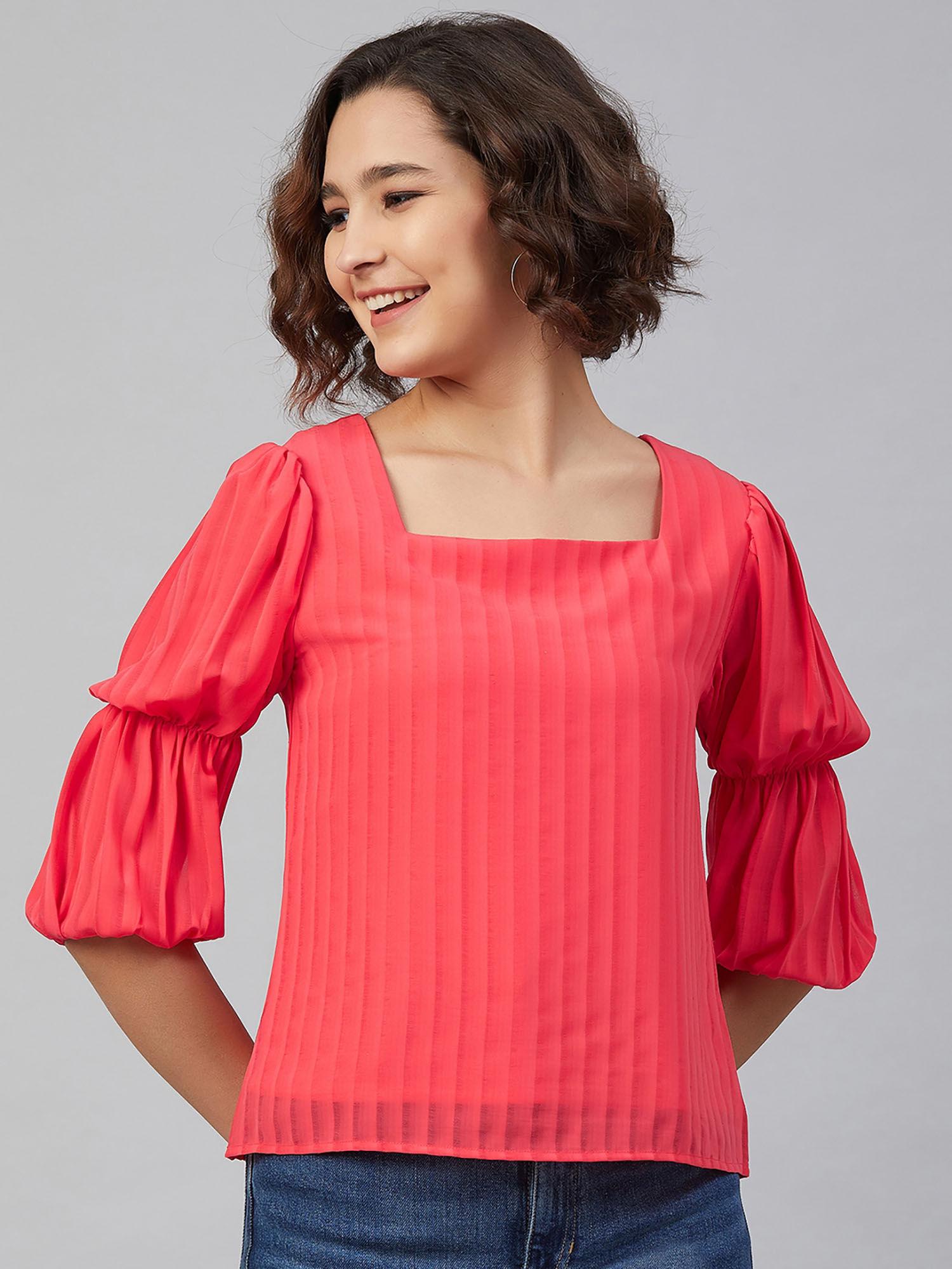 pink pleated comfortable top