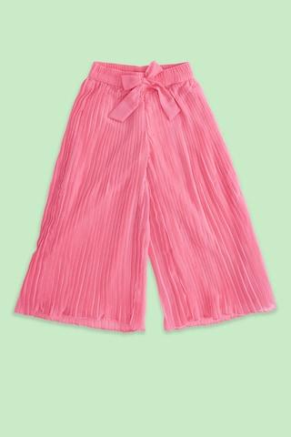 pink pleated full length casual girls regular fit trouser