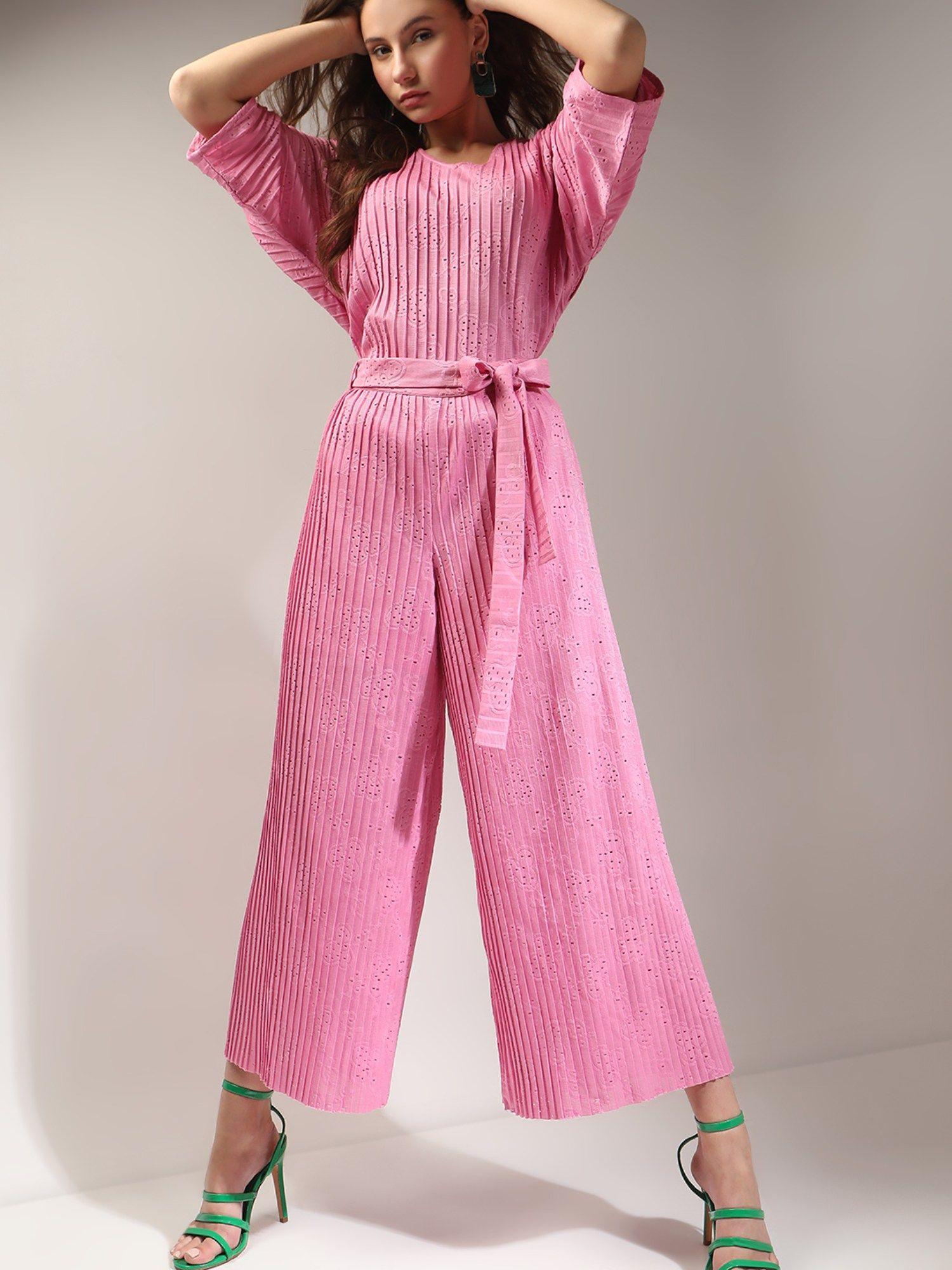 pink plisse pant