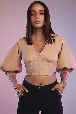 pink poly blend corset top