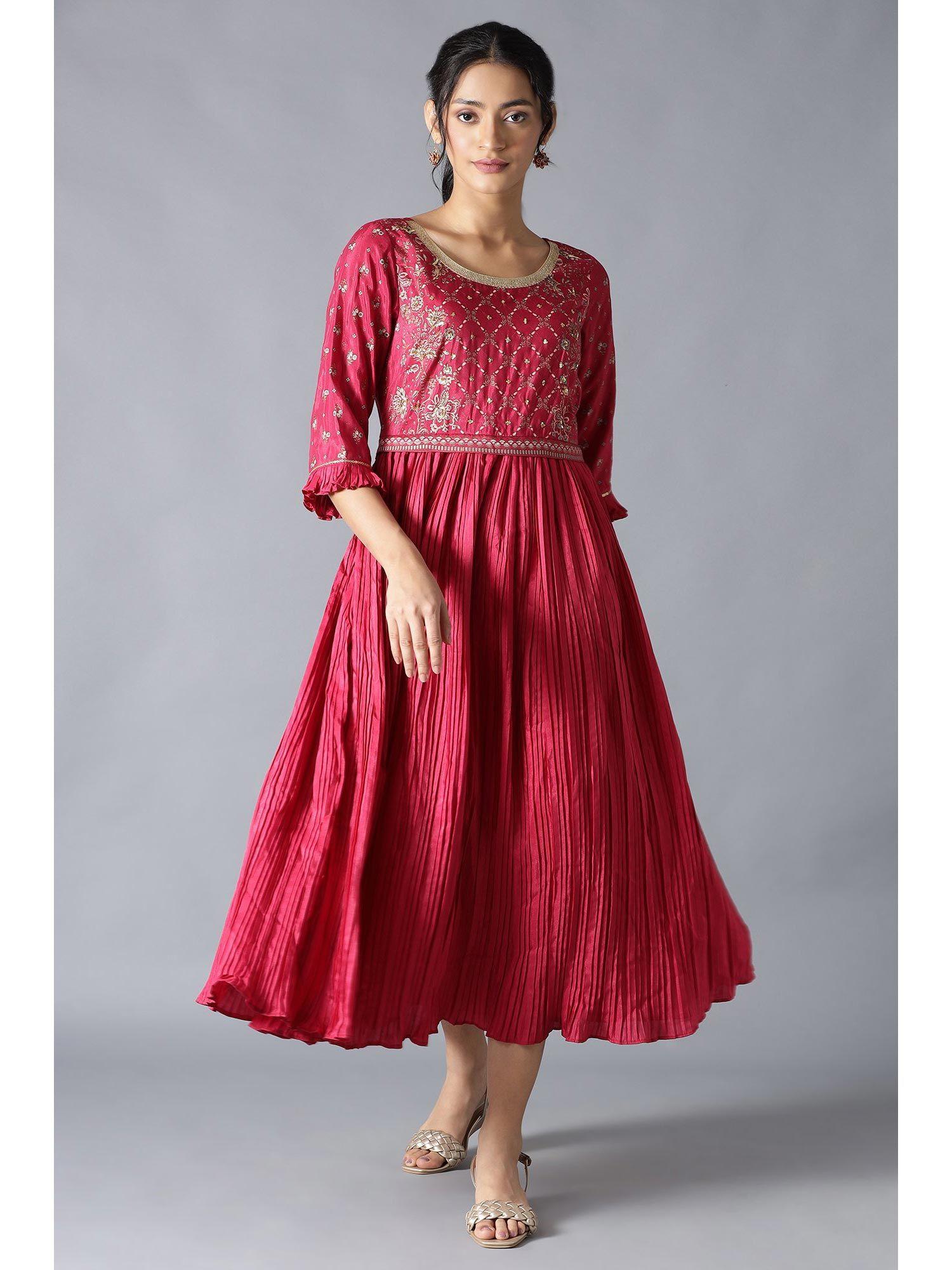 pink poly georgette alia's dress