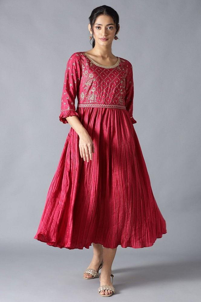 pink poly georgette dress
