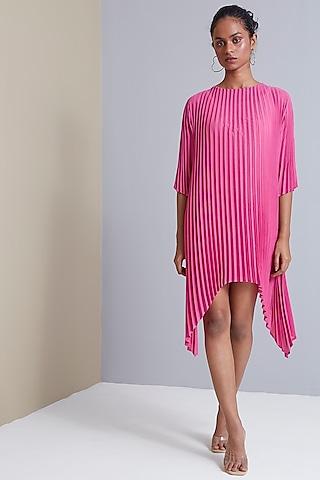 pink polyester asymmetric tunic