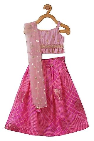 pink polyester lehenga set for girls