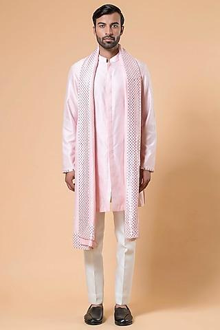 pink polystyrene mirror hand embroidered kurta set