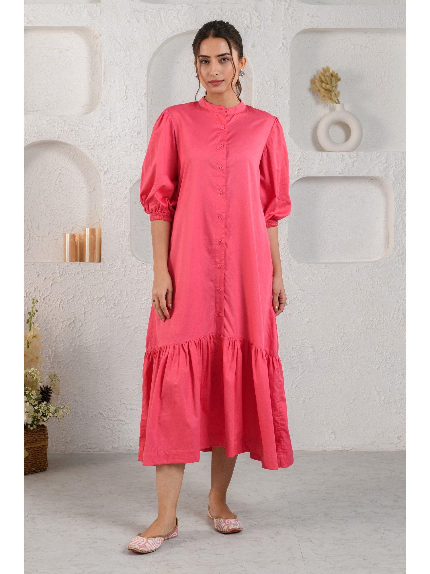 pink poplin midi dress