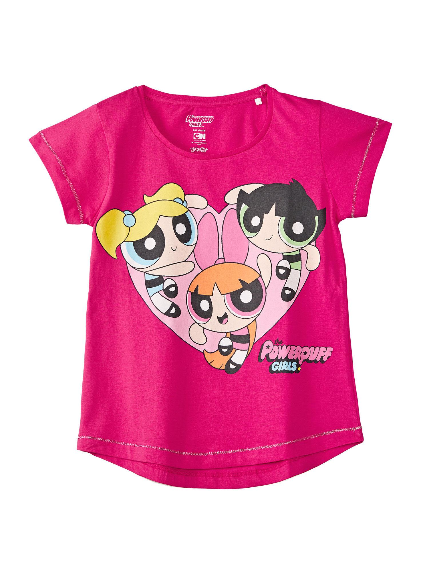 pink power puff girls printed top