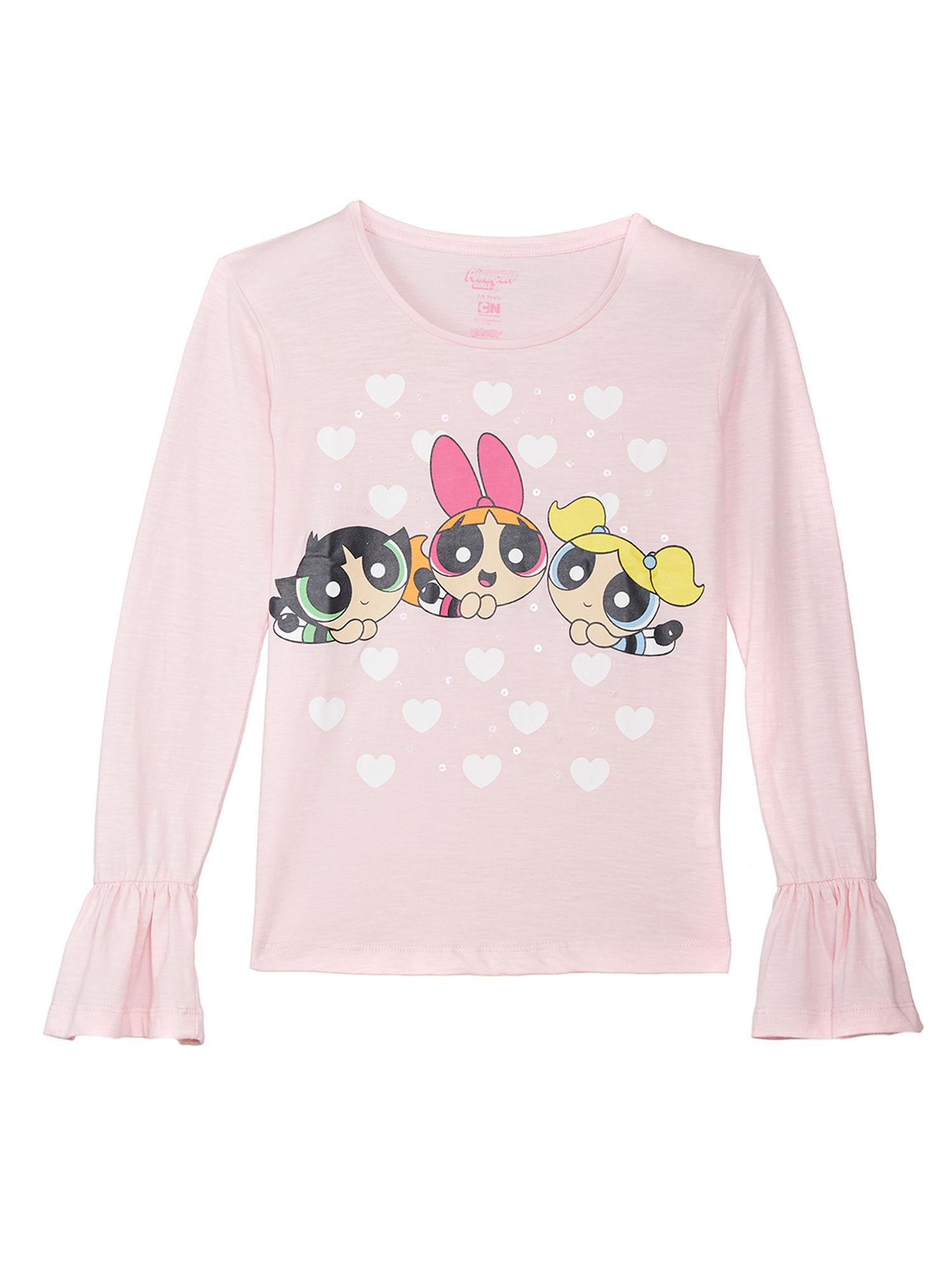 pink power puff girls printed top