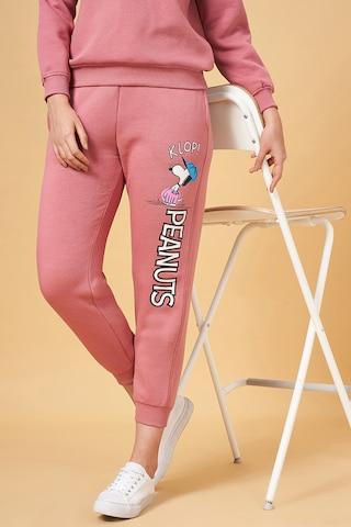 pink print ankle-length  casual women comfort fit  jogger pants