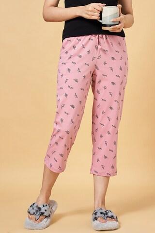 pink print calf-length  sleepwear women regular fit  capris
