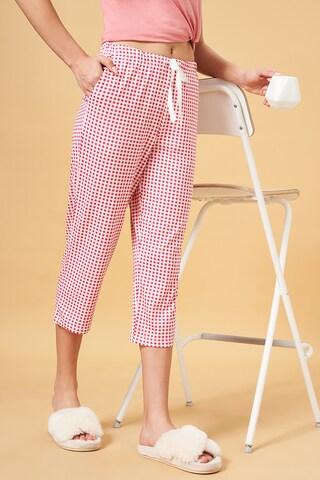 pink print calf-length sleepwear women regular fit  capris