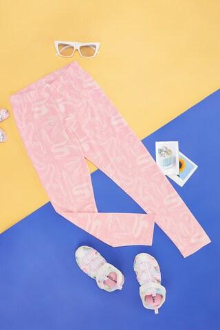 pink print cotton spandex girls regular fit leggings