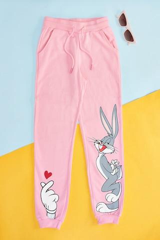 pink print full length casual girls regular fit jogger pants