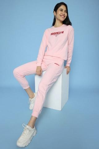 pink print full length mid rise casual women regular fit jogger pants