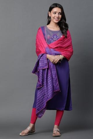 pink print nylon dupatta