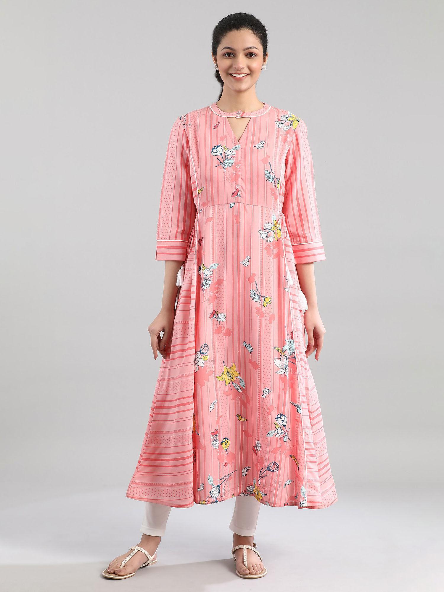 pink printed a-line kurta