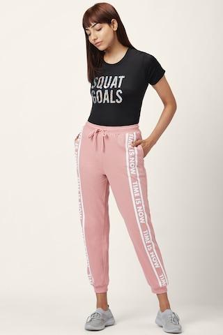 pink printed ankle-length active wear women regular fit joggers