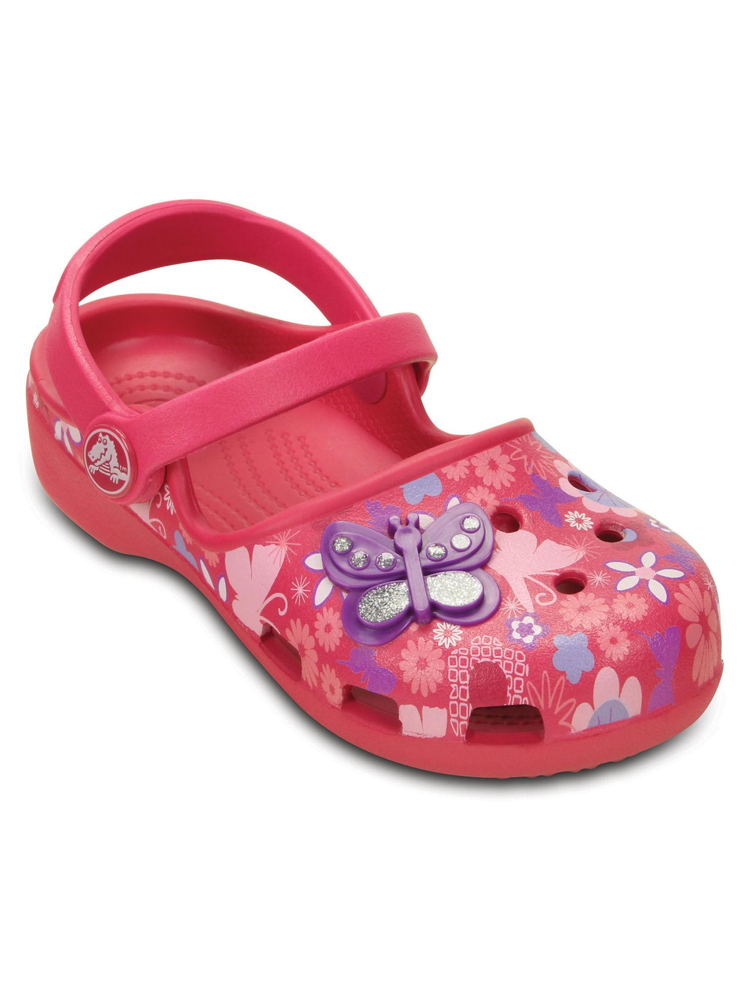 pink printed clogs