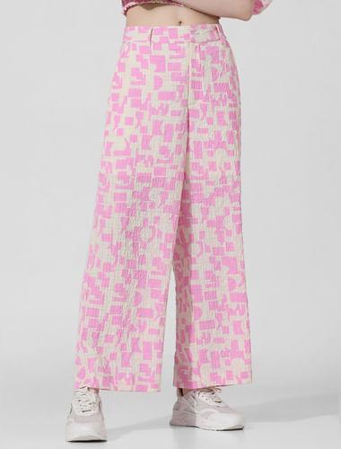 pink printed co-ord set pants