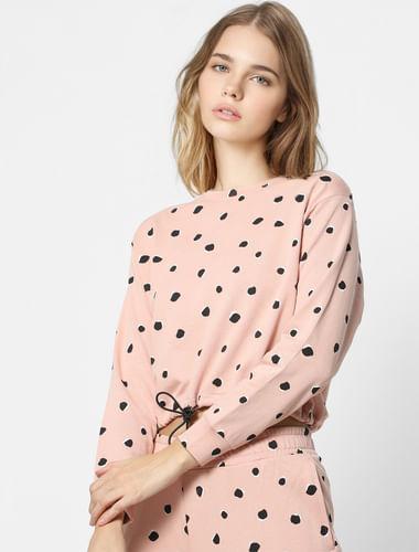 pink printed co-ord sweatshirt