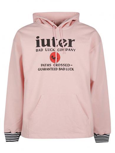 pink printed cotton hoodie