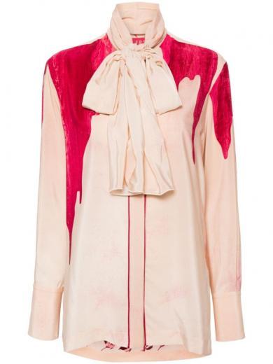 pink printed crepe de chine shirt