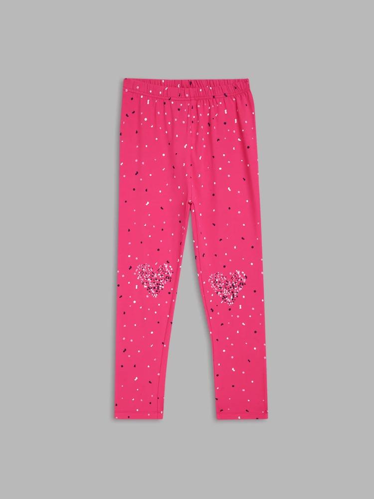 pink printed fitted legging