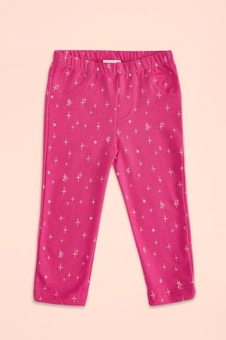 pink printed full length casual baby regular fit track pants