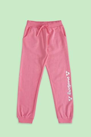 pink printed full length casual girls regular fit track pants