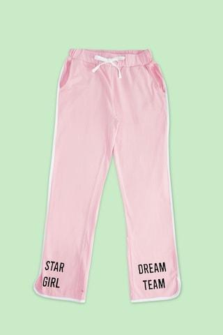 pink printed full length casual girls regular fit track pants